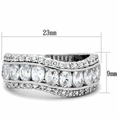 Sterling Silver CZ Round Pave Double Row Eternity Band Ring view 2