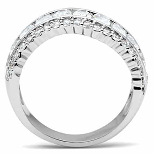 Sterling Silver CZ Round Pave Double Row Eternity Band Ring view 7