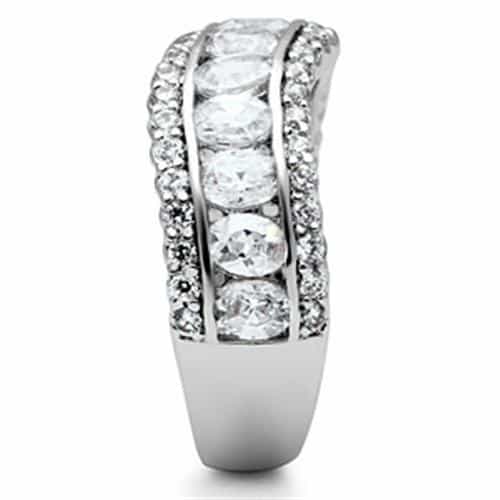 Sterling Silver CZ Round Pave Double Row Eternity Band Ring view 4