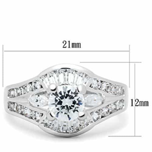 Sterling Silver CZ Round Baguette Split Shank Halo Ring view 2