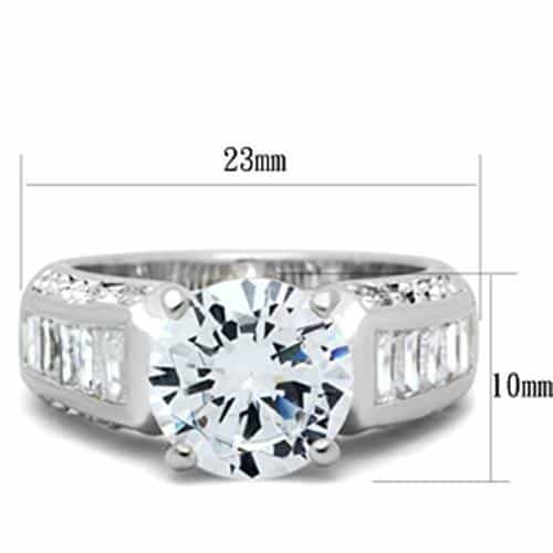 Sterling Silver CZ Round Baguette Channel Cocktail Ring view 2