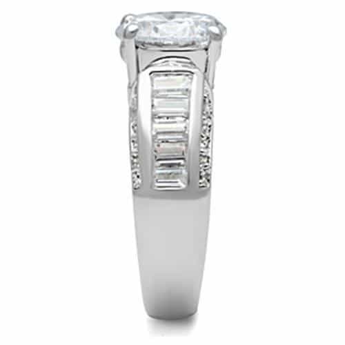 Sterling Silver CZ Round Baguette Channel Cocktail Ring view 4