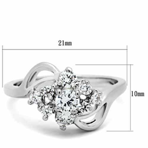 Sterling Silver CZ Round Cluster Flower Bypass Ring view 6