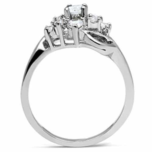 Sterling Silver CZ Round Cluster Flower Bypass Ring view 3