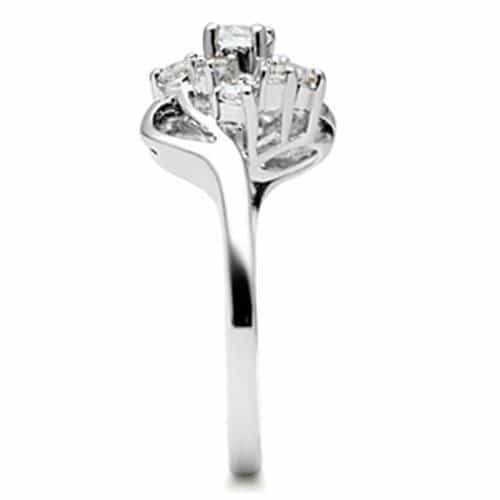 Sterling Silver CZ Round Cluster Flower Bypass Ring view 8