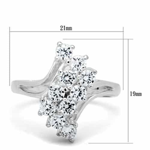 Sterling Silver CZ Round Cluster Two Stone Bypass Ring view 2