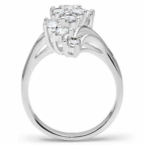 Sterling Silver CZ Round Cluster Two Stone Bypass Ring view 3