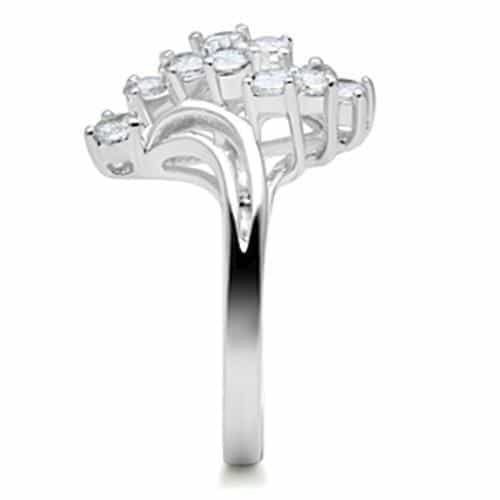 Sterling Silver CZ Round Cluster Two Stone Bypass Ring view 4