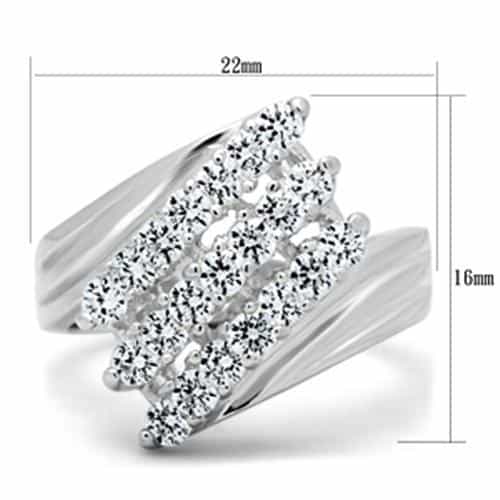 Sterling Silver CZ Round Multi Row Diagonal Cluster Ring view 6