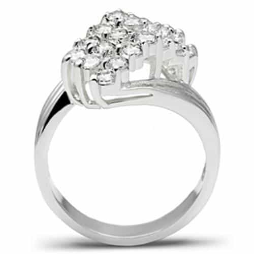 Sterling Silver CZ Round Multi Row Diagonal Cluster Ring view 7