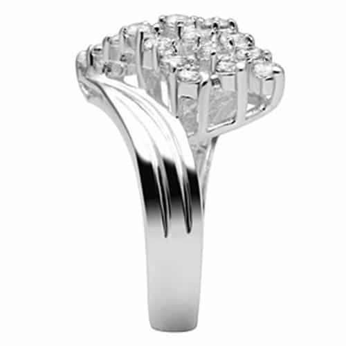 Sterling Silver CZ Round Multi Row Diagonal Cluster Ring view 8