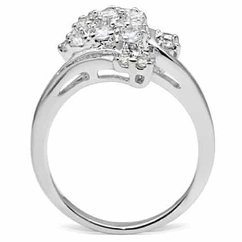 Sterling Silver CZ Round Starburst Cluster Ring view 3