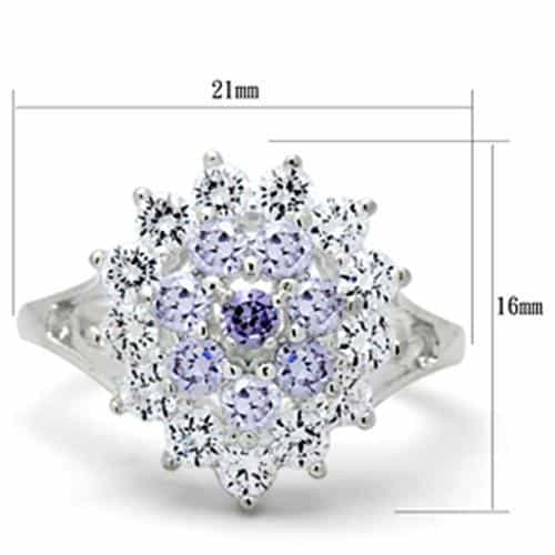 Sterling Silver Lavender CZ Round Cluster Flower Cocktail Ring view 6