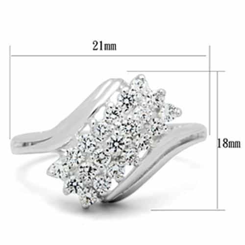 Sterling Silver CZ Round Cluster Diagonal Bypass Ring view 6