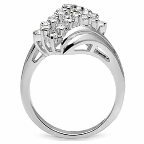 Sterling Silver CZ Round Cluster Diagonal Bypass Ring view 3