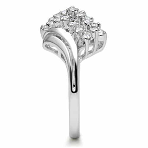 Sterling Silver CZ Round Cluster Diagonal Bypass Ring view 8