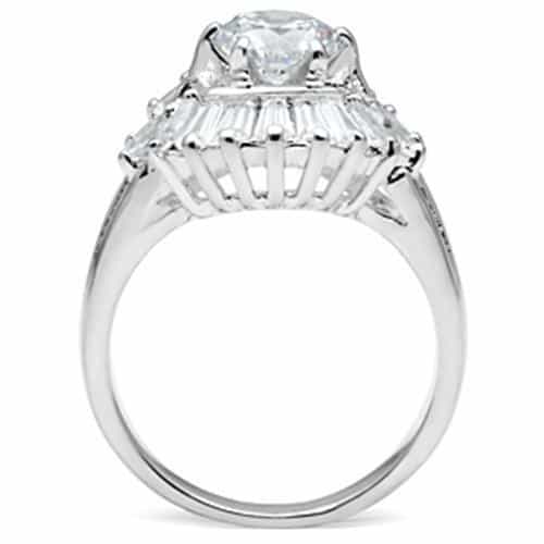 Sterling Silver Baguette Halo Ring | The Stainless Jewelry view 7