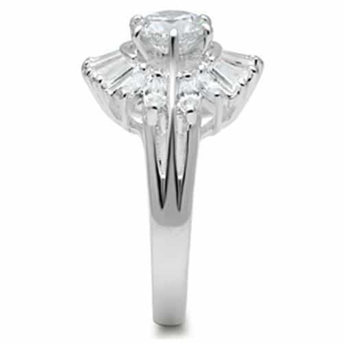 Sterling Silver Baguette Halo Ring | The Stainless Jewelry view 8