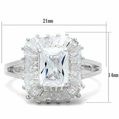 Sterling Silver CZ Princess Cut Baguette Starburst Halo Ring view 6