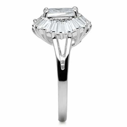 Sterling Silver CZ Princess Cut Baguette Starburst Halo Ring view 4