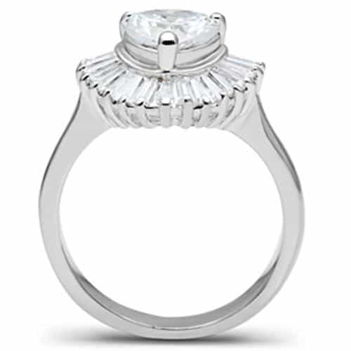 Sterling Silver CZ Pear Baguette Ballerina Halo Ring view 7