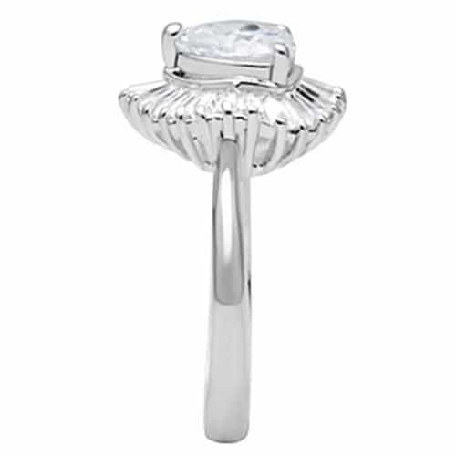 Sterling Silver CZ Pear Baguette Ballerina Halo Ring view 4