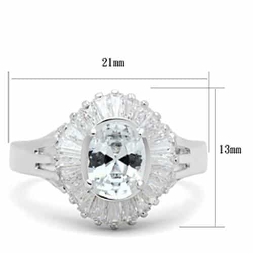 Sterling Silver CZ Round Baguette Halo Open Work Band Ring view 2