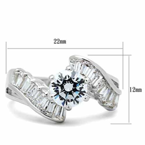 Sterling Silver Round Baguette Accent Ring view 6