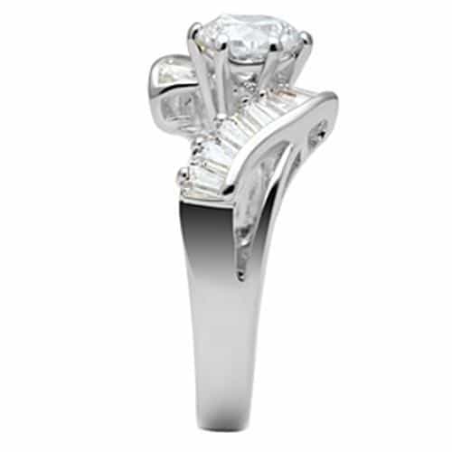 Sterling Silver Round Baguette Accent Ring view 4