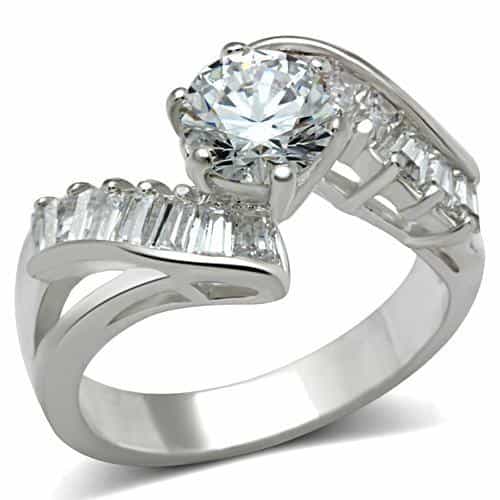 Sterling Silver Round Baguette Accent Ring view 5