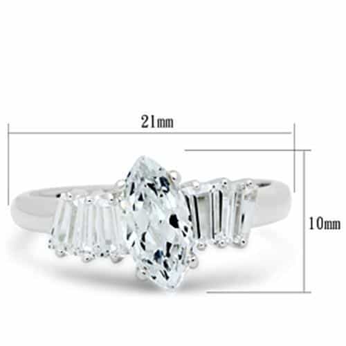 Sterling Silver CZ Radiant Cut Baguette Three Stone Ring view 5