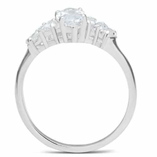 Sterling Silver CZ Radiant Cut Baguette Three Stone Ring view 6