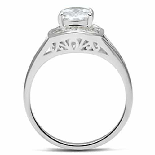 Sterling Silver CZ Oval Pave Halo Split Shank Ring view 7