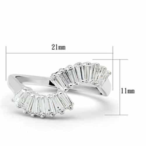 Sterling Silver CZ Baguette Fan Wave Cocktail Ring view 2