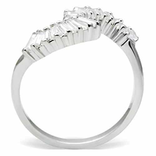 Sterling Silver CZ Baguette Fan Wave Cocktail Ring view 3