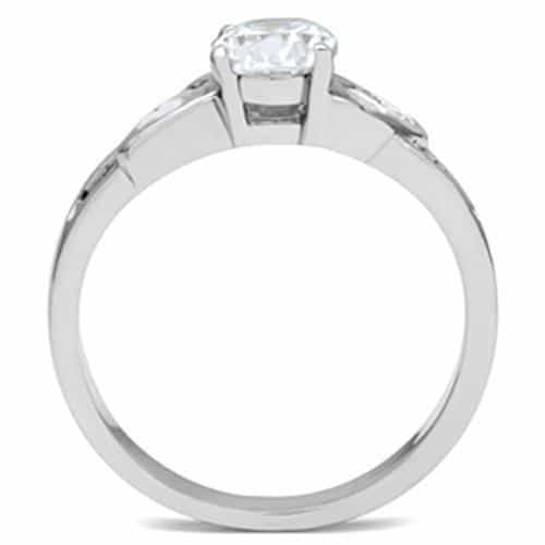 Sterling Silver Solitaire Slim Band Ring Clear view 3
