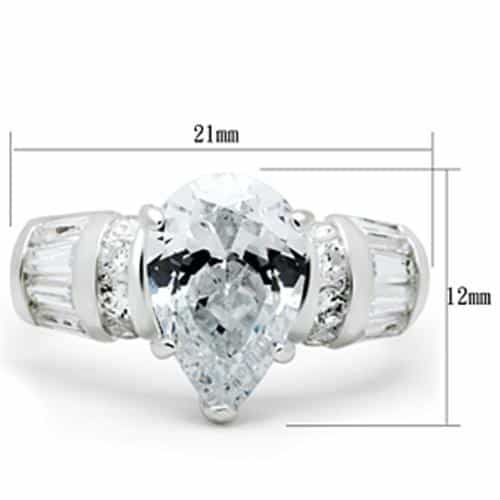 Sterling Silver CZ Pear Baguette Channel Cocktail Ring view 2