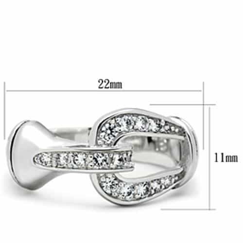Sterling Silver CZ Pave Buckle Knot Crossover Ring view 6