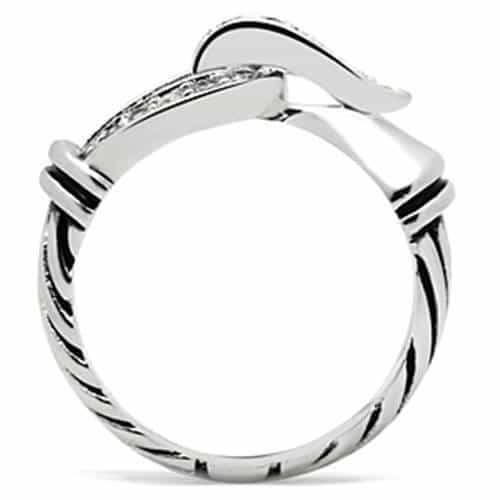 Sterling Silver CZ Pave Buckle Knot Crossover Ring view 7