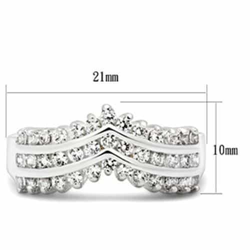 Sterling Silver CZ Round Baguette Channel V Shape Band Ring view 2