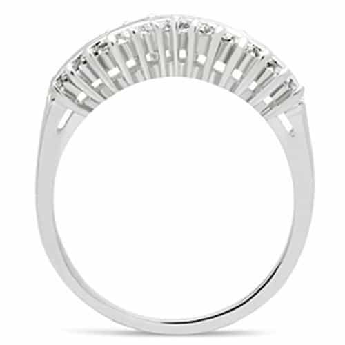 Sterling Silver CZ Round Baguette Channel V Shape Band Ring view 7