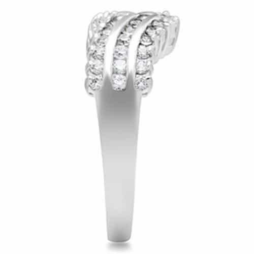 Sterling Silver CZ Round Baguette Channel V Shape Band Ring view 8