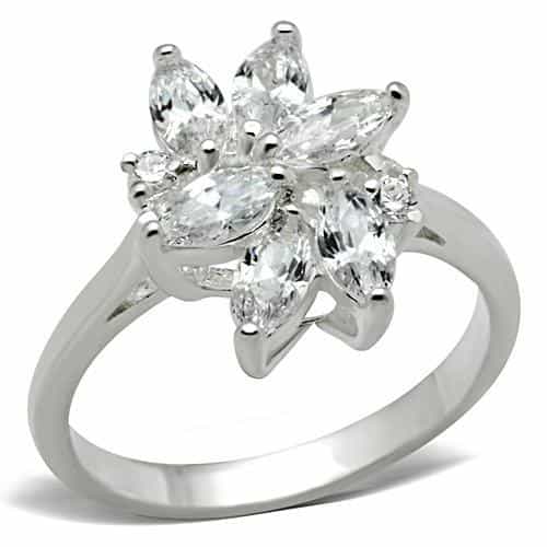 Sterling Silver CZ Snowflake Cluster Ring | The Stainless Jewelry view 5
