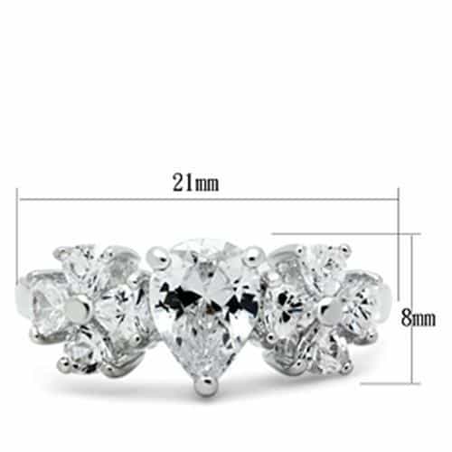 Sterling Silver CZ Oval Pear Three Stone Ring view 2