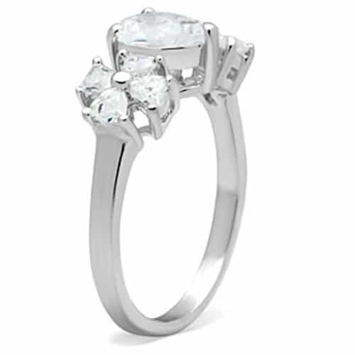 Sterling Silver CZ Oval Pear Three Stone Ring view 4