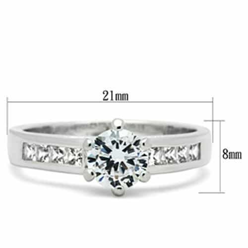 Sterling Silver CZ Round Solitaire Channel Accent Ring view 2