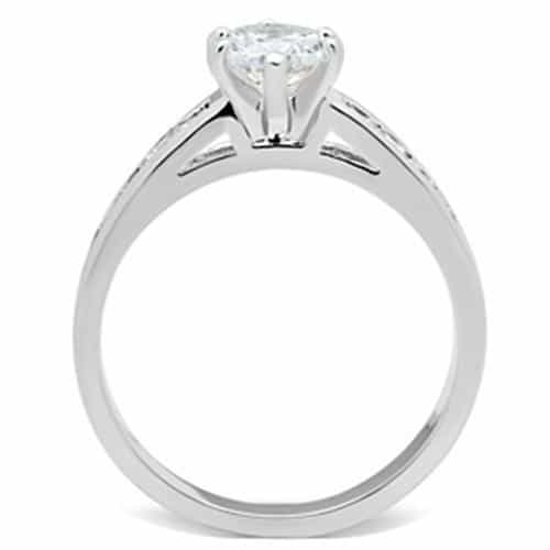Sterling Silver CZ Round Solitaire Channel Accent Ring view 3