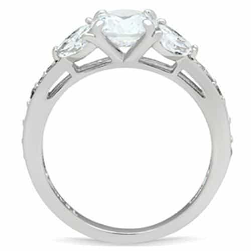 Sterling Silver CZ Round Marquise Accent Bypass Ring view 6