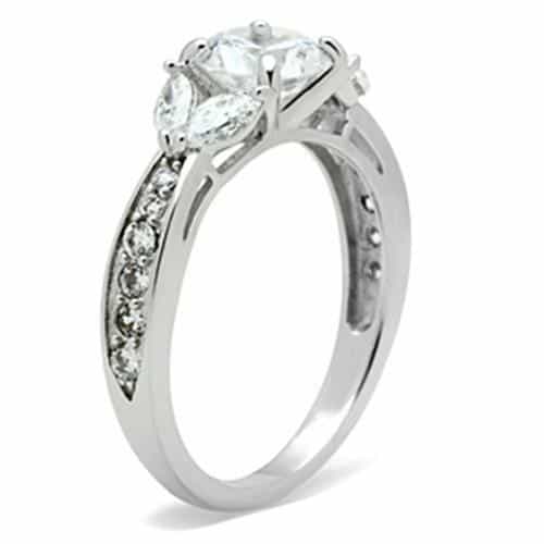 Sterling Silver CZ Round Marquise Accent Bypass Ring view 3