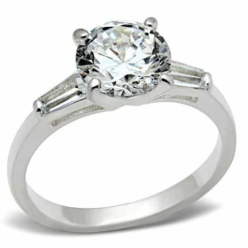 Sterling Silver CZ Baguette Solitaire Ring view 5